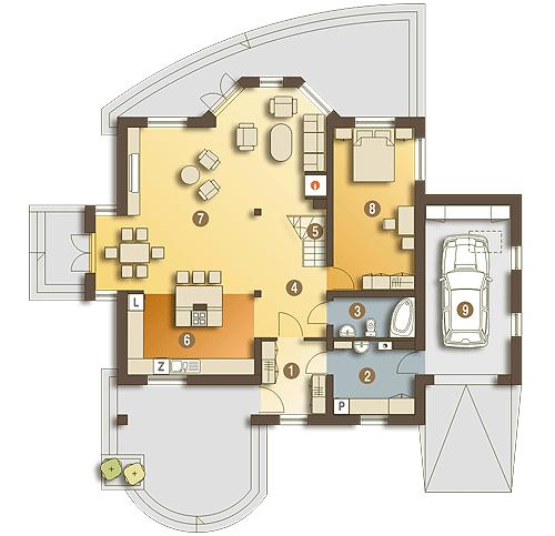 Rzut parteru POW. 131,6 m²