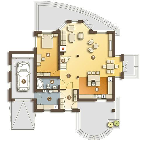Rzut parteru lustro POW. 131,6 m²