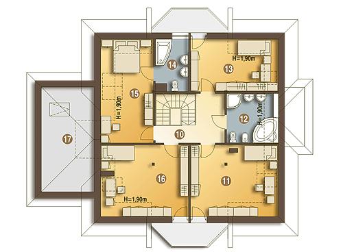 Rzut poddasza lustro POW. 105,6 m²