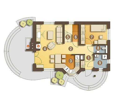 Rzut parteru POW. 50,4 m²
