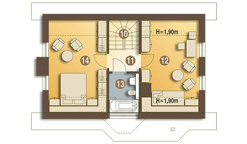 Rzut poddasza POW. 49,1 m²