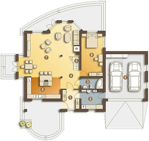 Rzut parteru POW. 145,7 m²
