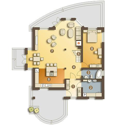 Rzut parteru POW. 110,9 m²