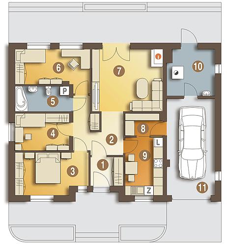 Rzut parteru POW. 107,5 m²