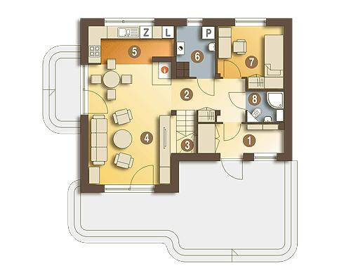 Rzut parteru POW. 57,2 m²