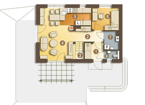 Rzut parteru POW. 52,8 m²