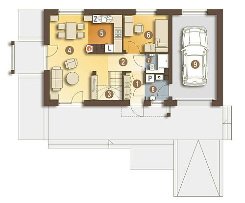 Rzut parteru POW. 66,2 m²