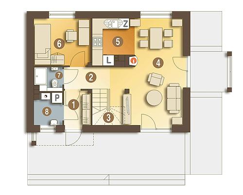Rzut parteru lustro POW. 47,1 m²