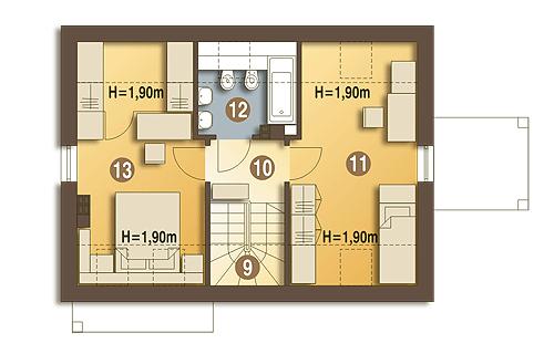 Rzut poddasza lustro POW. 46,9 m²