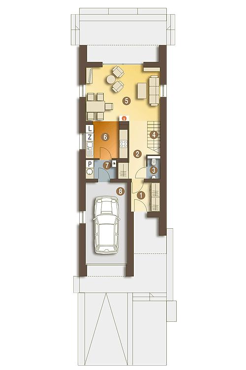 Rzut parteru POW. 64,6 m²