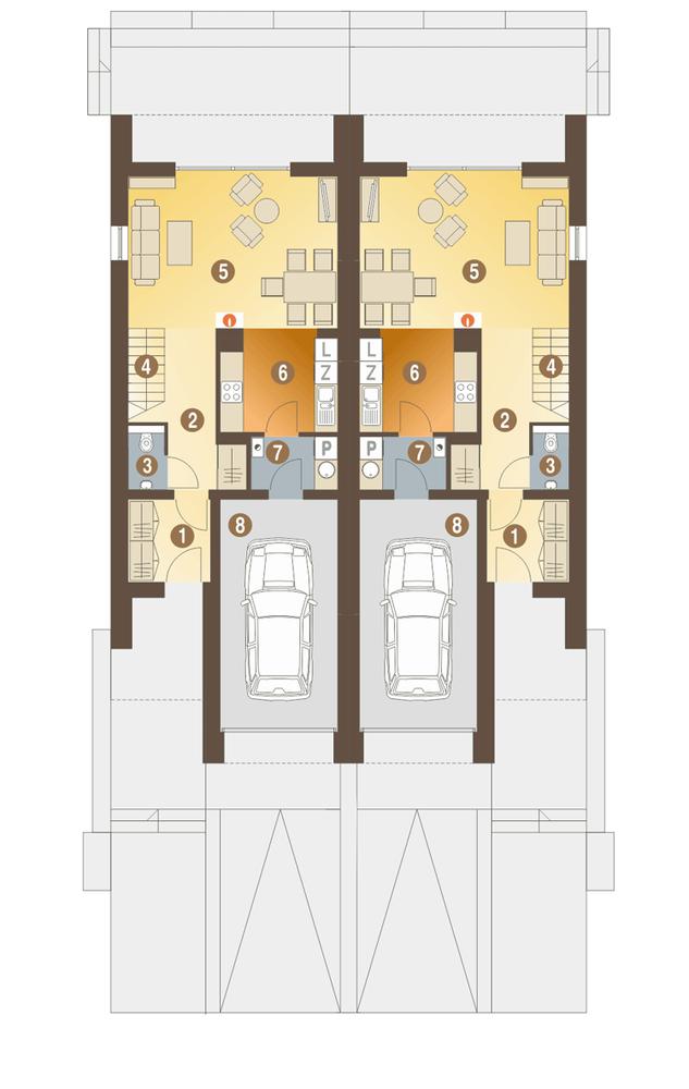 Rzut parteru POW. 64,6 m²