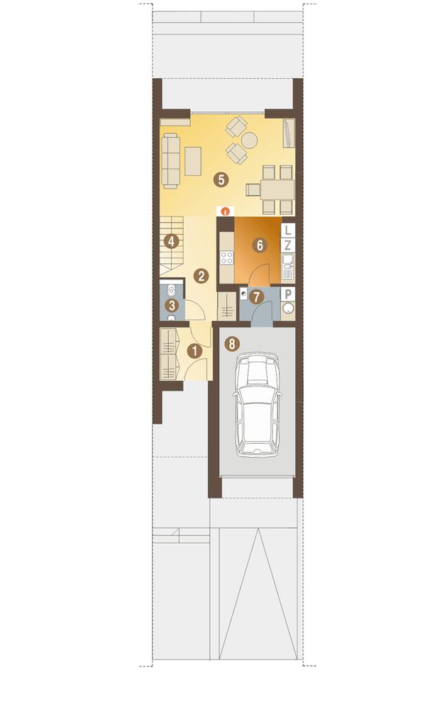 Rzut parteru POW. 64,6 m²