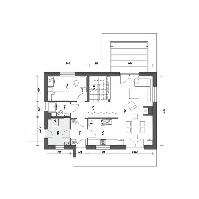 Rzut parteru lustro POW. 68,0 m²