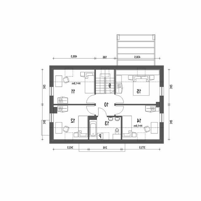 Rzut poddasza lustro POW. 66,7 m²