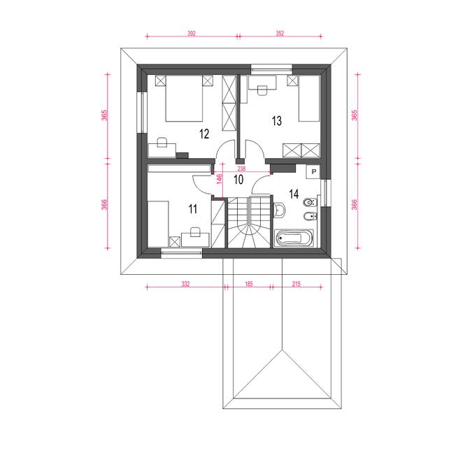 Rzut piętra POW. 48,6 m²