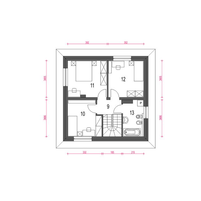 Rzut piętra POW. 48,6 m²