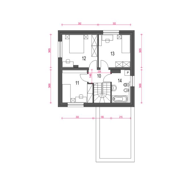 Rzut piętra POW. 48,4 m²