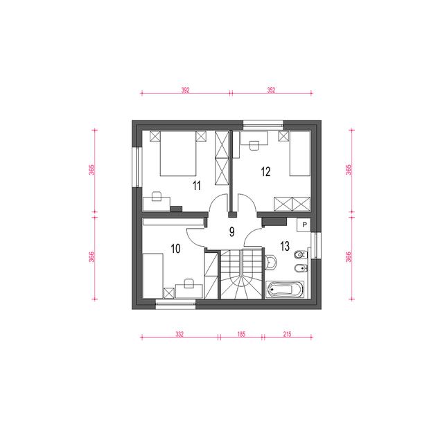 Rzut piętra POW. 48,3 m²