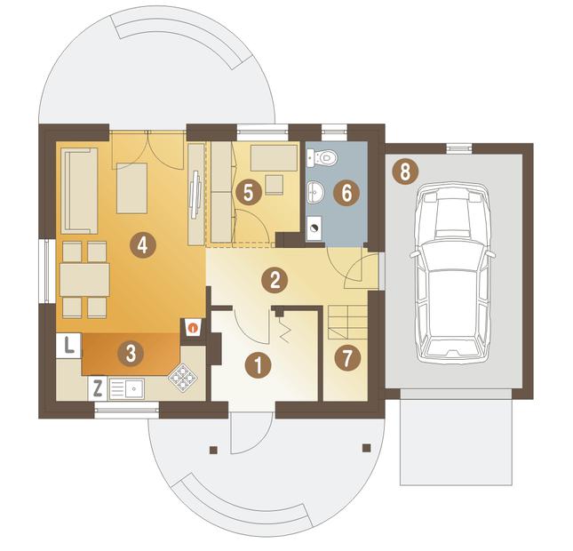 Rzut parteru POW. 59,7 m²