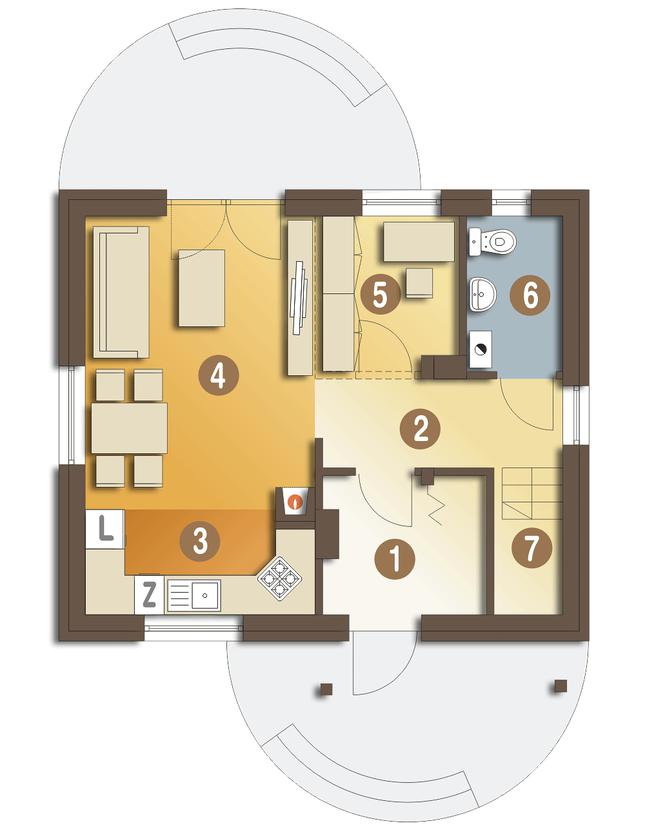 Rzut parteru POW. 41,8 m²