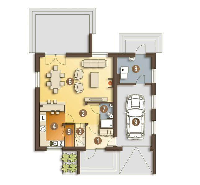 Rzut parteru POW. 83,7 m²