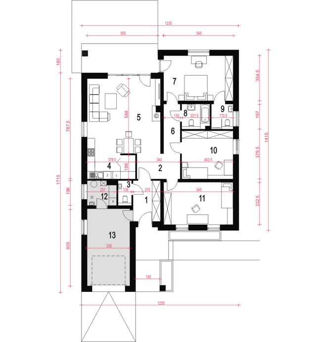 Rzut parteru POW. 145,3 m²