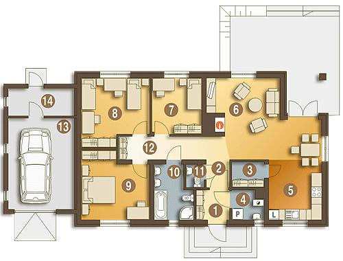 Rzut parteru POW. 125,6 m²