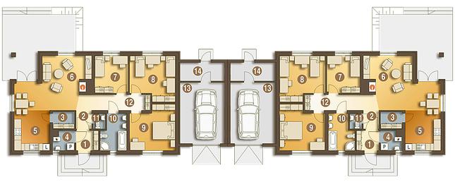 Rzut parteru POW. 125,6 m²