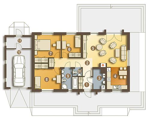 Rzut parteru POW. 132,7 m²