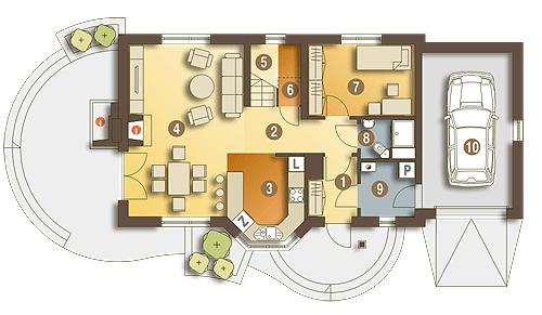 Rzut parteru POW. 82,0 m²