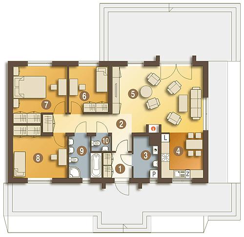 Rzut parteru POW. 104,6 m²