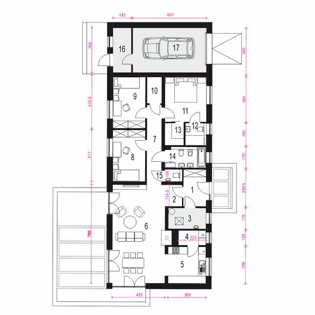 Rzut parteru POW. 142,2 m²