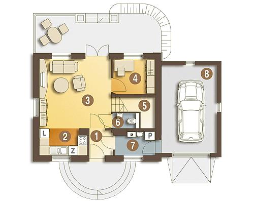 Rzut parteru POW. 59,4 m²