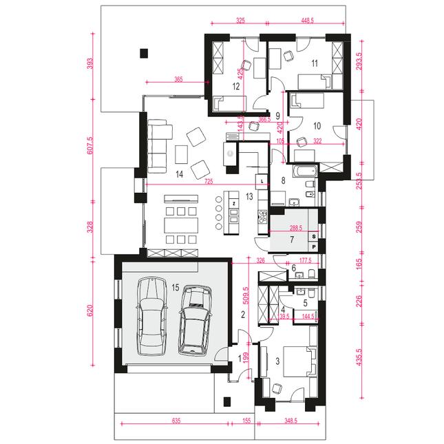 Rzut parteru POW. 199,2 m²