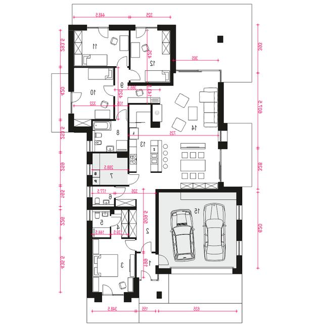 Rzut parteru lustro POW. 199,2 m²