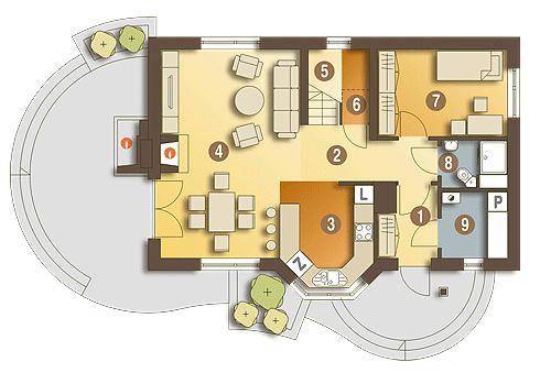 Rzut parteru POW. 63,0 m²
