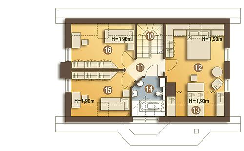 Rzut poddasza POW. 61,3 m²