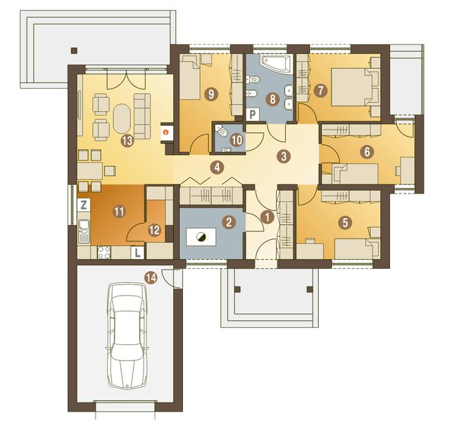Rzut parteru POW. 136,6 m²
