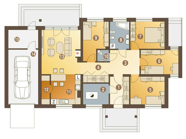 Rzut parteru POW. 136,9 m²