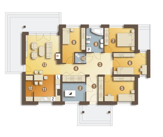 Rzut parteru POW. 111,1 m²