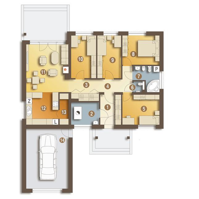 Rzut parteru POW. 132,6 m²