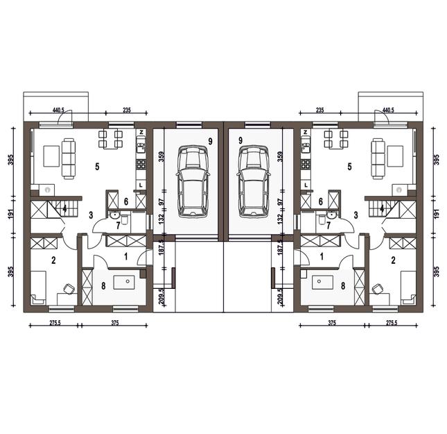 Rzut parteru POW. 89,0 m²