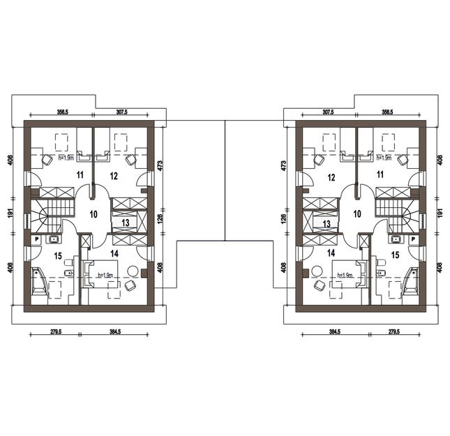 Rzut poddasza POW. 61,3 m²