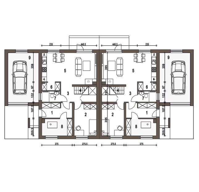 Rzut parteru POW. 89,0 m²