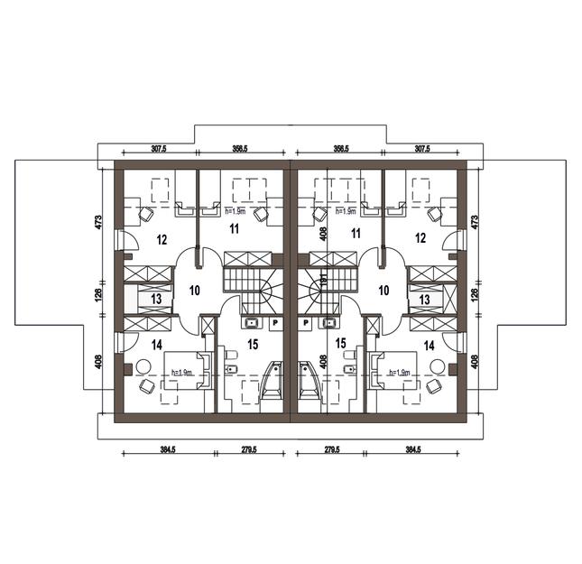 Rzut poddasza POW. 61,3 m²