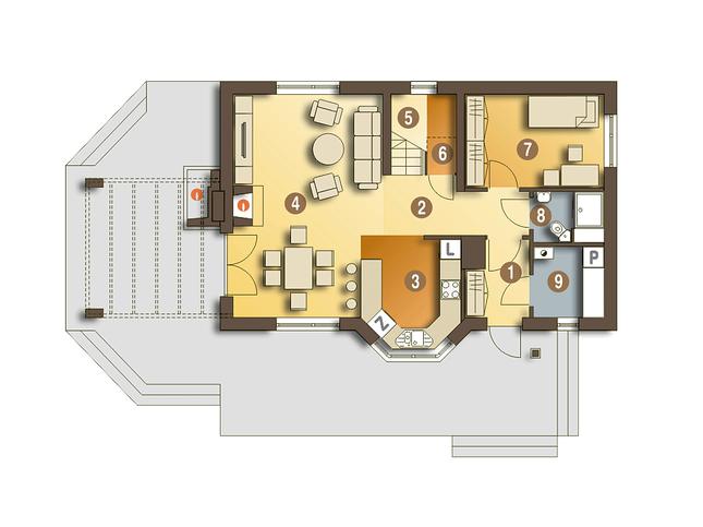 Rzut parteru POW. 63,0 m²