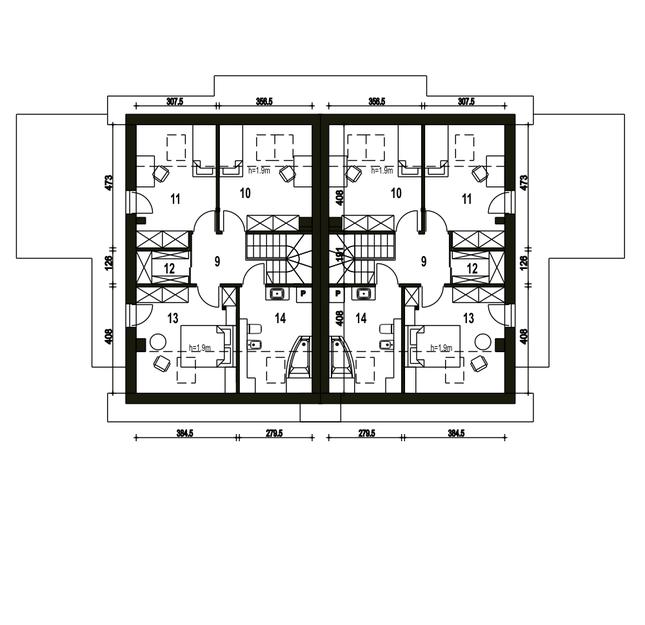 Rzut poddasza POW. 61,3 m²