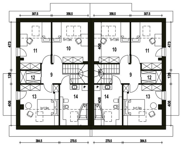 Rzut poddasza POW. 61,3 m²
