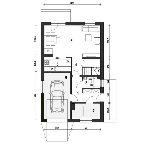 Rzut parteru POW. 71,5 m²