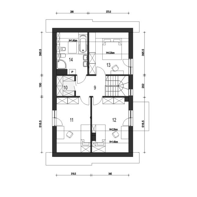 Rzut poddasza POW. 66,9 m²